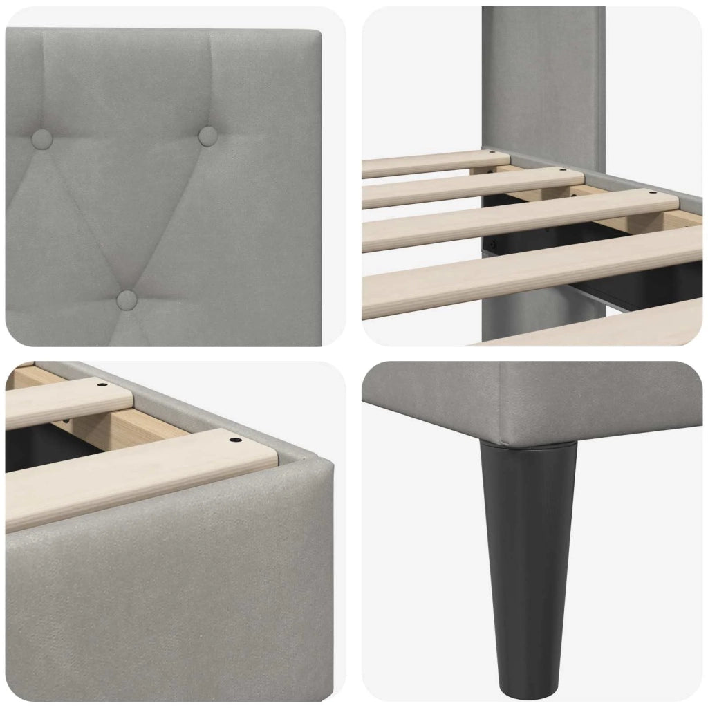 Struttura del letto-Giroletto Grigio Chiaro 120 x 190 cm Velluto 919482
