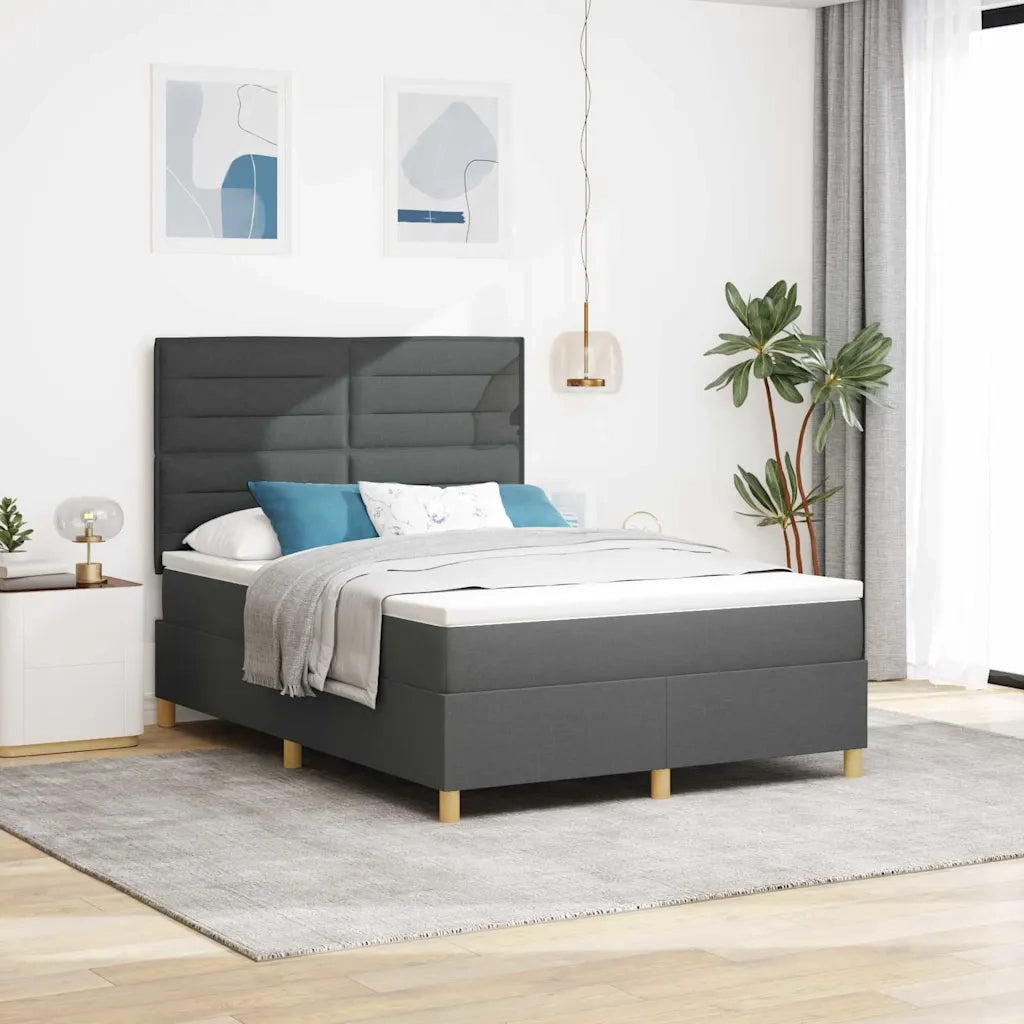 Letto a Sorgente LED Grigio scuro 140 x 200 cm Tessuto 3343027