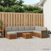 Set di divani da esterno 7 pz Naturale e Grigio Chiaro 3384737