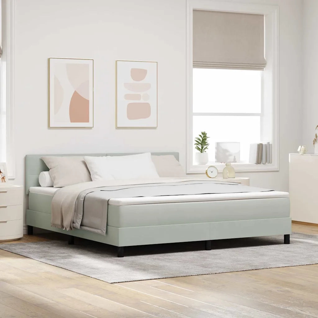 Letto a Sorgente LED con led Grigio chiaro 180 x 200 cm Velluto