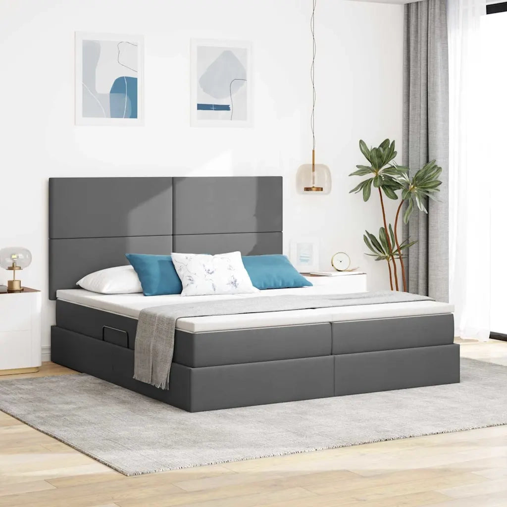 Letto con testiera Grigio scuro 180 x 200 cm Tessuto