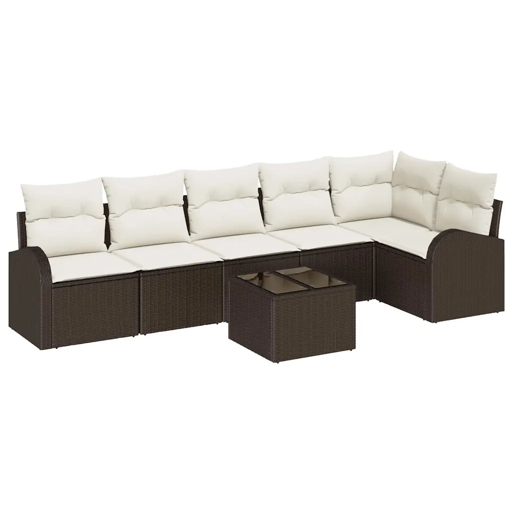 Set Divano da Giardino Marrone polyrattan