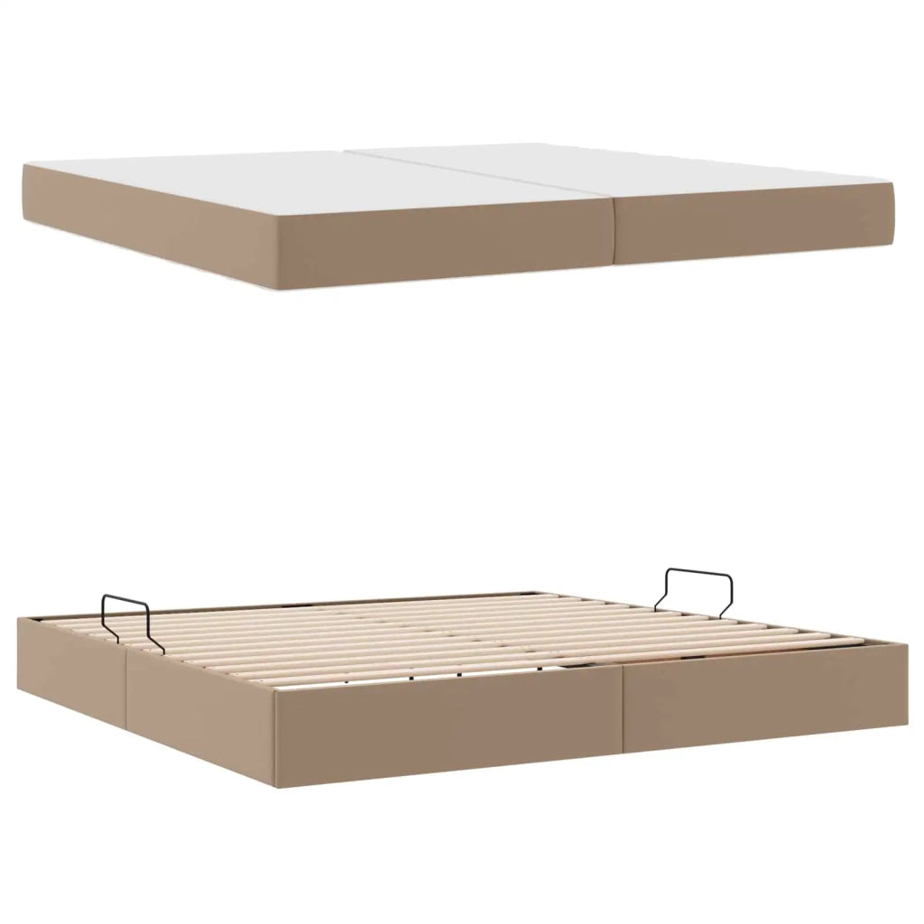 Letto con contenitore e materasso 2 pcs Cappuccino Pelle 3399627