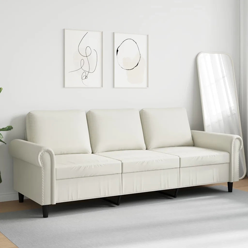 Divano a 3 Posti Crema 180 cm in Velluto 359547