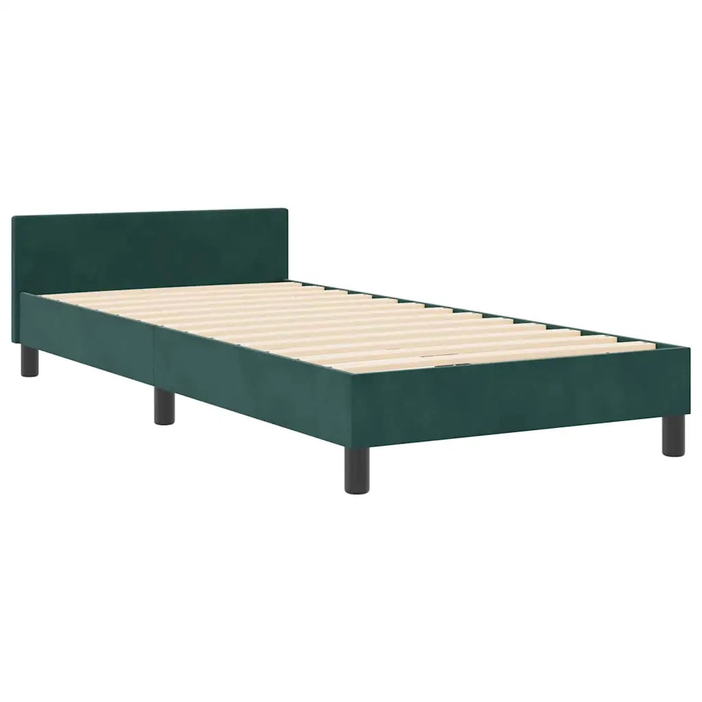 Letto a molle con testiera Verde Scuro 90 x 200 cm Velluto
