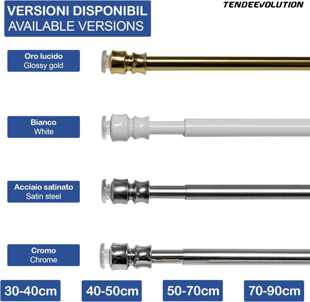 Astine a Molla in Ferro, Coppia Bastoncini Pressione Estensibili 60-90cm - Colore Oro