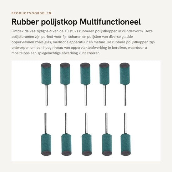 Kit di accessori per la lisciatura multifunzionale a forma cilindrica - 10 pezzi - Cesti di lisciatura in gomma - Adatti per metallo/vetro - Utili per lisciatura fine/polivia.