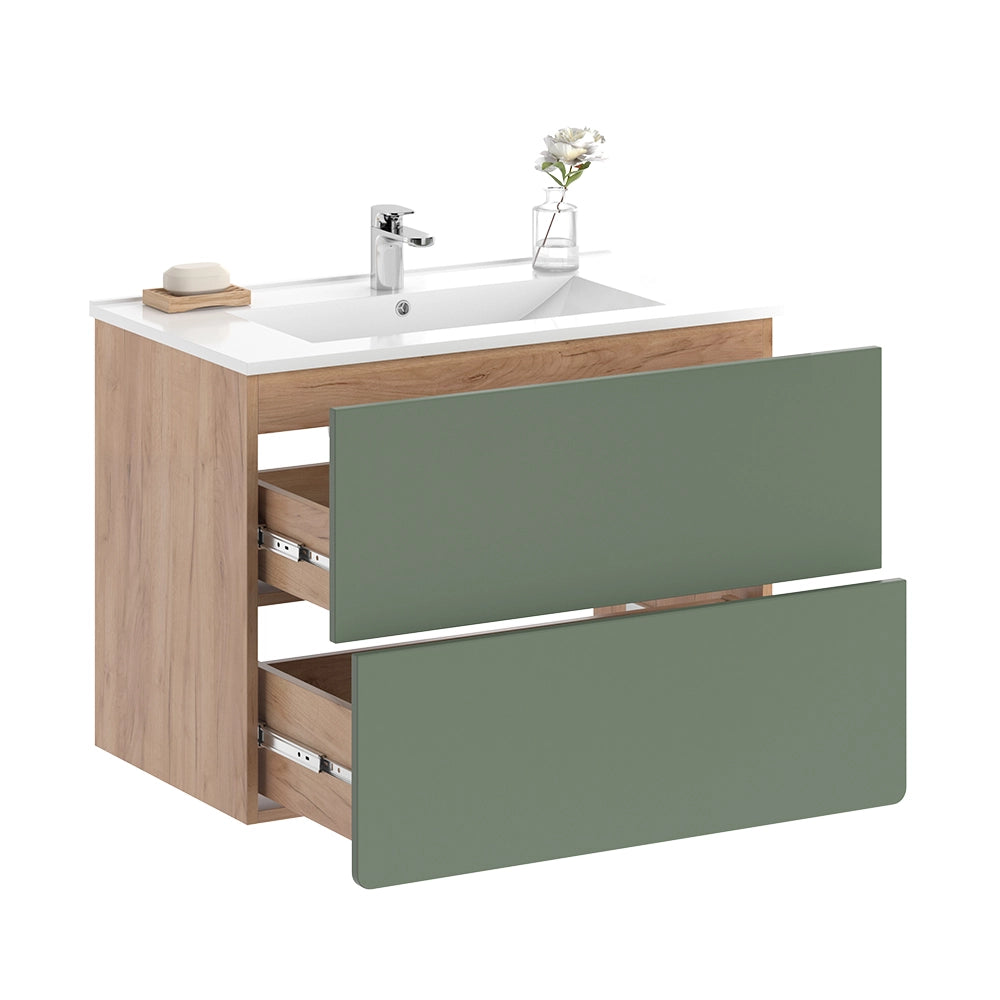 Vicco Set di mobili da bagno Goldkraft rovere/verde 2 pezzi