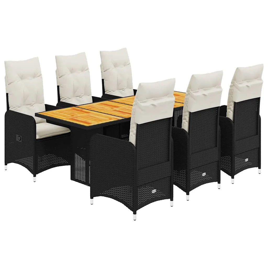 Set da Bistrò da Giardino 7 pz con Cuscini Nero in Polyrattan 3276984
