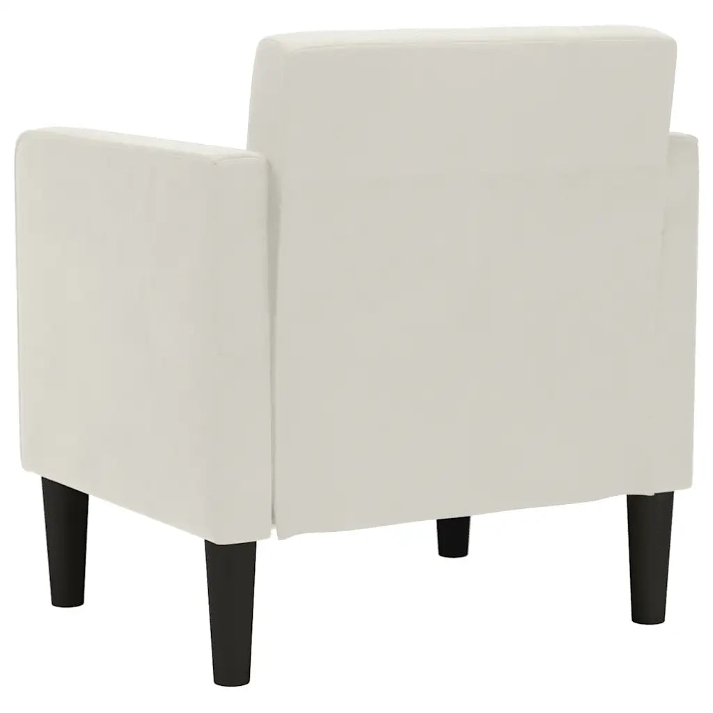 Divano Poltrona | Sedia con Braccioli Crema 53 cm in Velluto