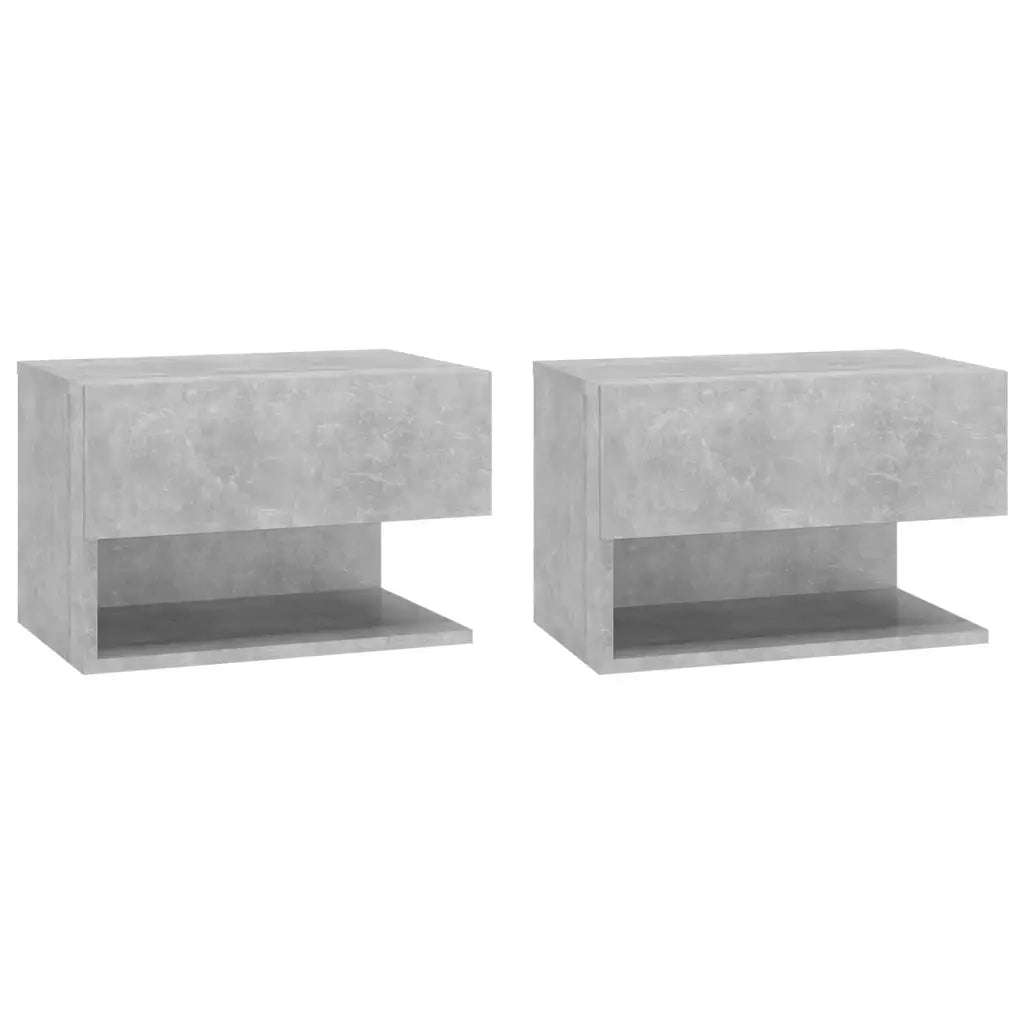 Set di 2 Comodini | Armadio da Notte | Mobiletto da notte a Muro Grigio Cemento