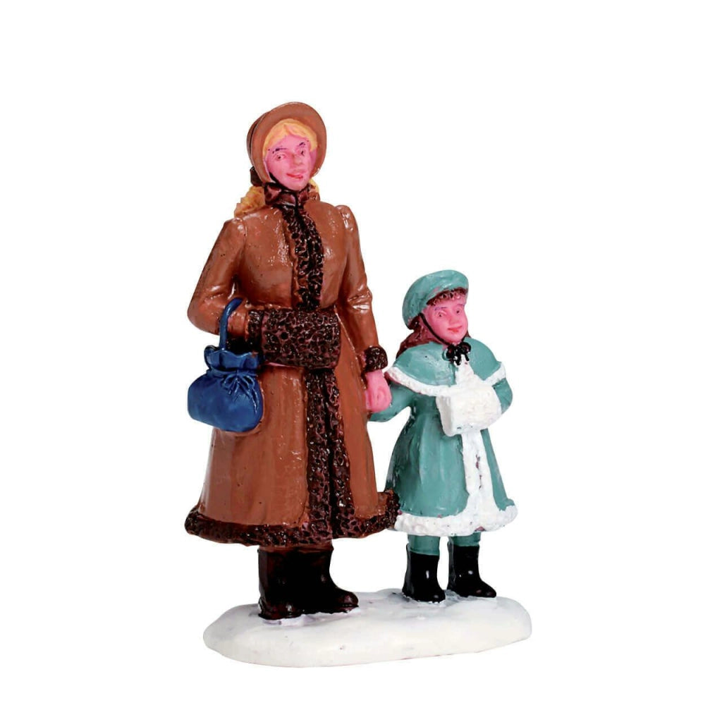 Donna con bimba a passeggio 6.8x4.5x2.7 cm