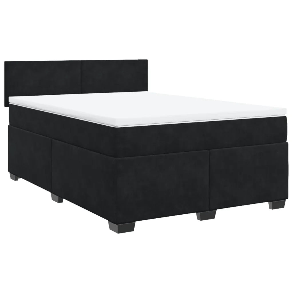 Giroletto a Molle con Materasso Nero 140x200 cm in Velluto