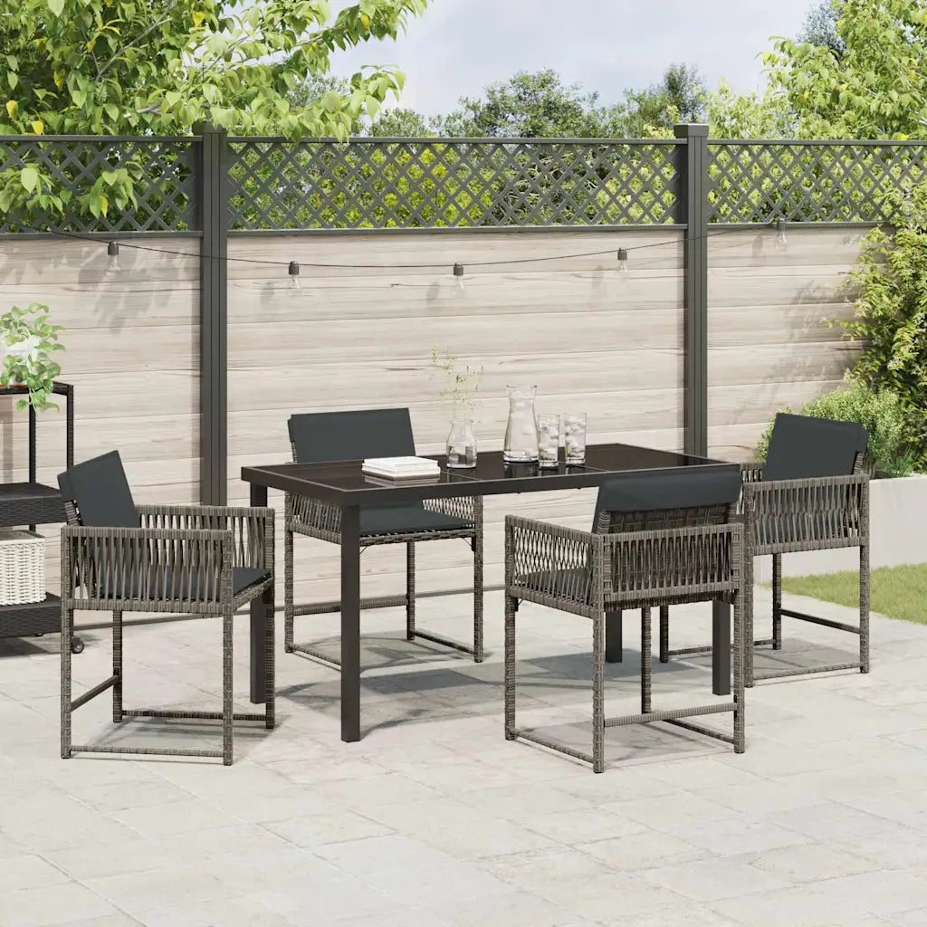 Set da Pranzo per Giardino 5 pcs Grigio polyrattan 3380750