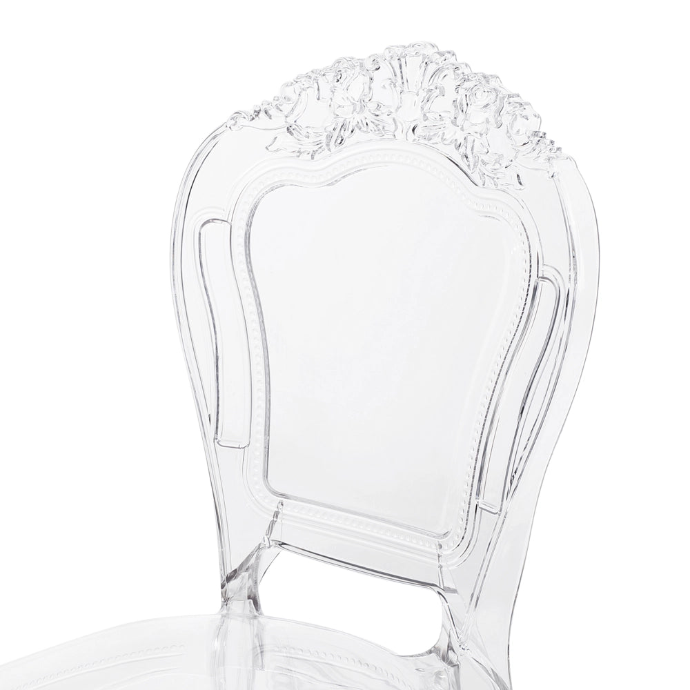 Set di 2 sedie da pranzo in acrilico trasparente con schienale solido senza braccioli impilabili dal design moderno vintage