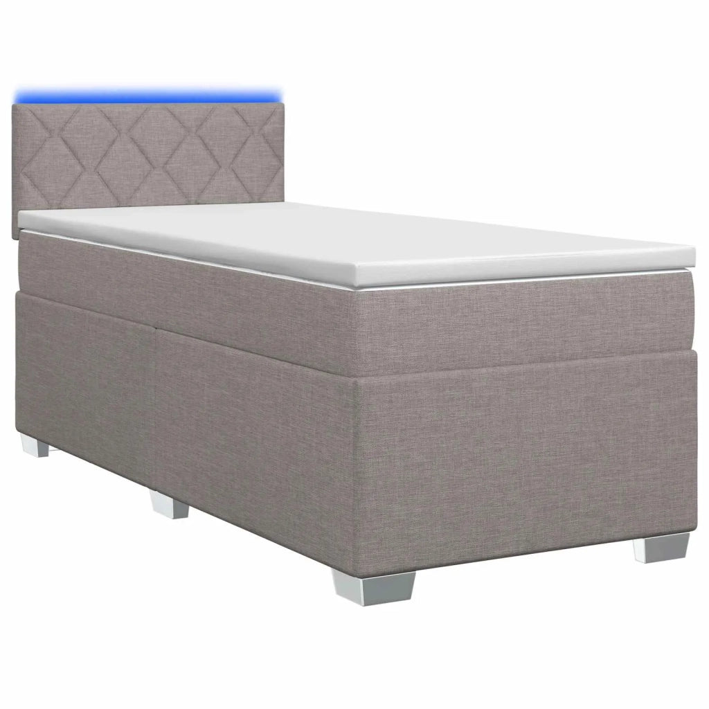 Letto con Box Spring, Materasso e LED Tortora 90 x 200 cm 3451865