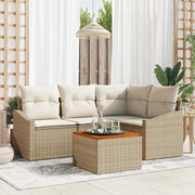 Set Divano da Giardino con cuscino 5 pcs Beige polyrattan 3347827