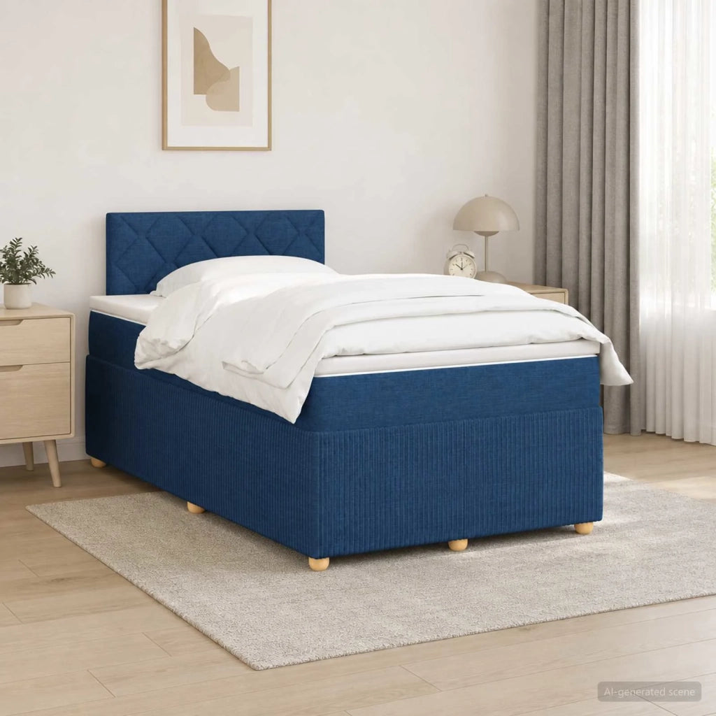 Letto box spring con materasso Blu 120 x 200 cm Tessuto 3452917