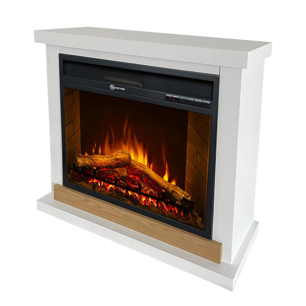 Camino Elettrico da Terra 75x28x70 cm Stoccolma in Legno Bianco L75xP28xH70 cm