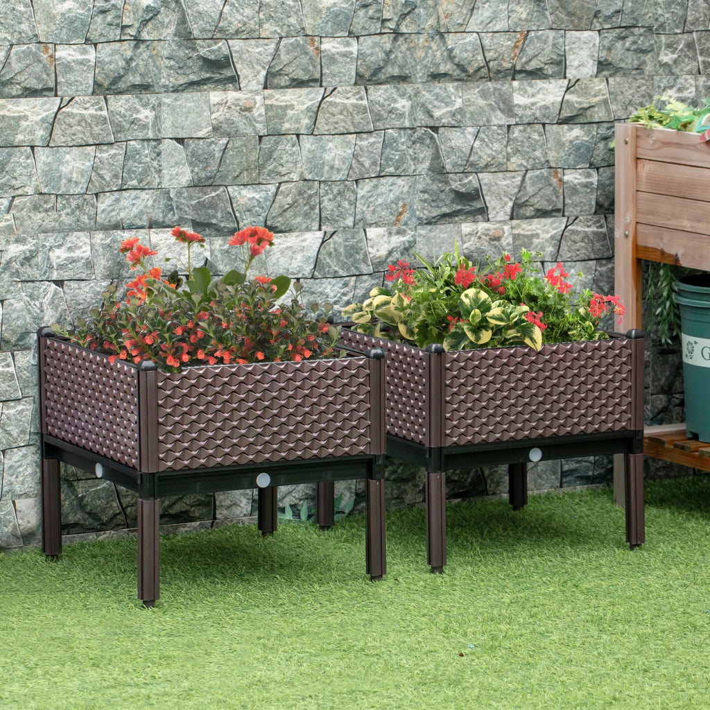 Giardiniere Rialzate 2 Pezzi Quadrate 50x50x46,5 cm ¨C Minimal ¨C Marrone
