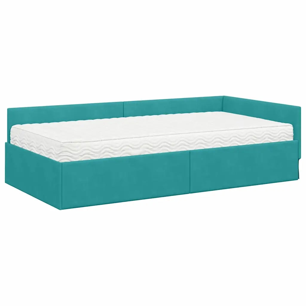 Struttura Letto Angolare con Materasso 2 pcs Turchese Velluto