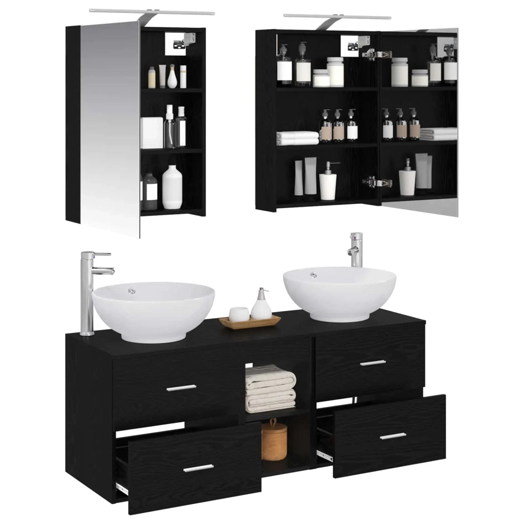 Set di mobili per il bagno 5 pz Rovere Nero 3406952