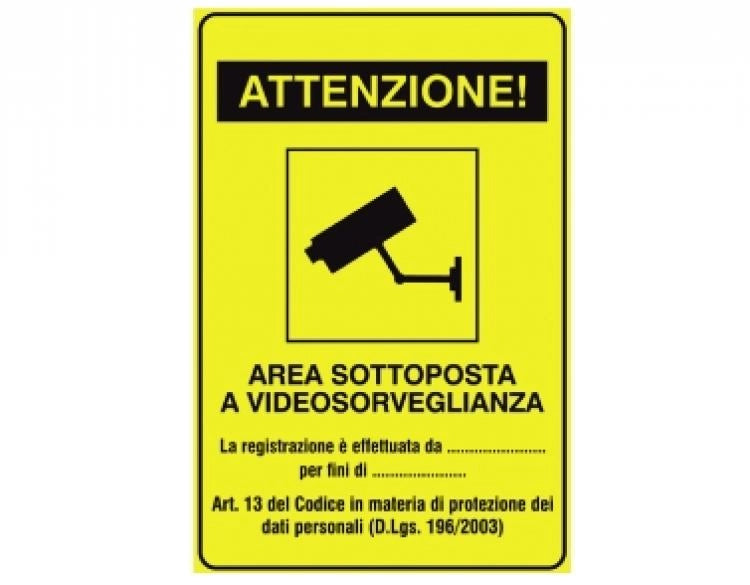 Adesivo di "area videosorvegliata" 30x20 cm