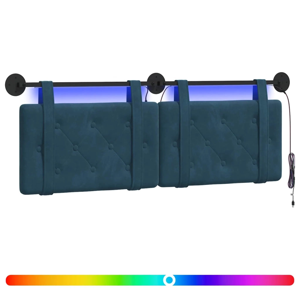 Testiera | Testata sospesa Con luce LED Blu Velluto