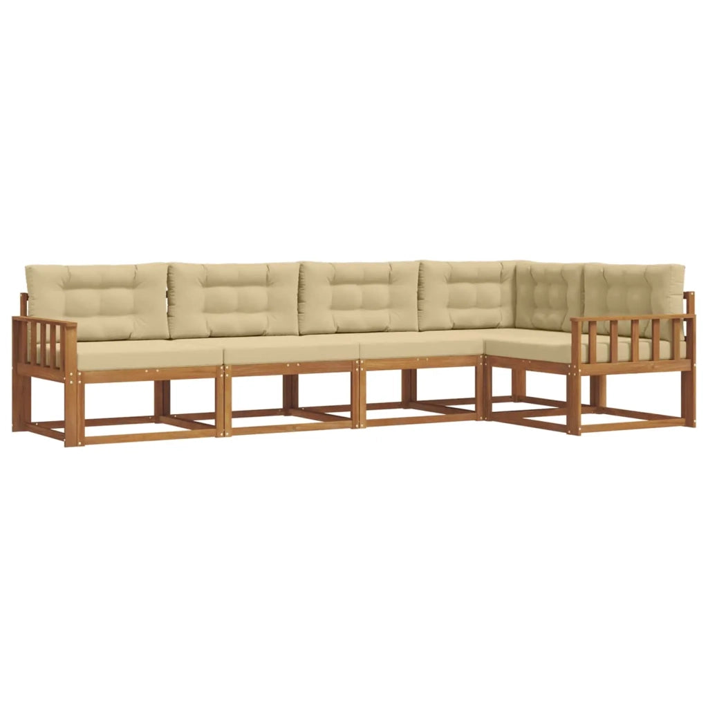 Set di divani da esterno con cuscino 5 pcs Naturale e Beige 3367576
