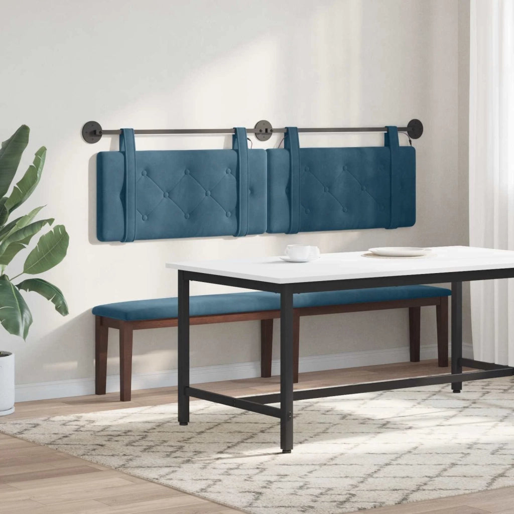 Testiera | Testata sospesa Con luce LED Blu Velluto