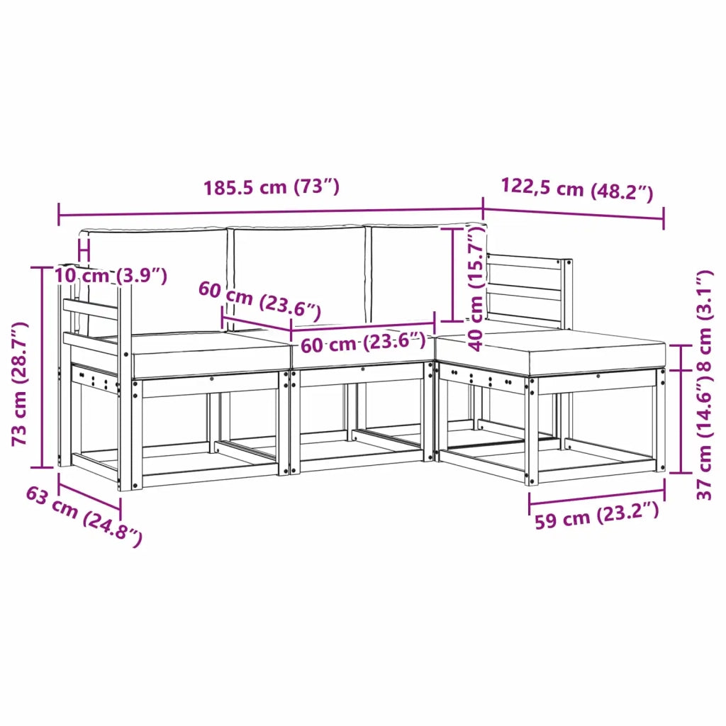 Set di divani da esterno 4 pz 3387441