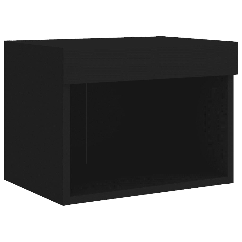 Comodini con Luci LED a Parete 2pz-Set di 2 Tavolino da notte Neri
