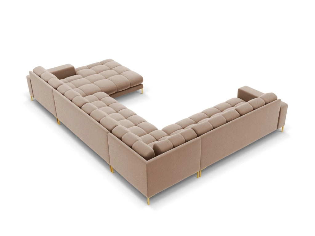 Cosmopolitan Design - Divano panoramico sinistro "Bali" 7 posti in velluto beige 