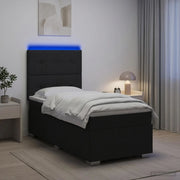 Letto Box Spring LED con Materasso Nero 80 x 200 cm Tessuto 3455474
