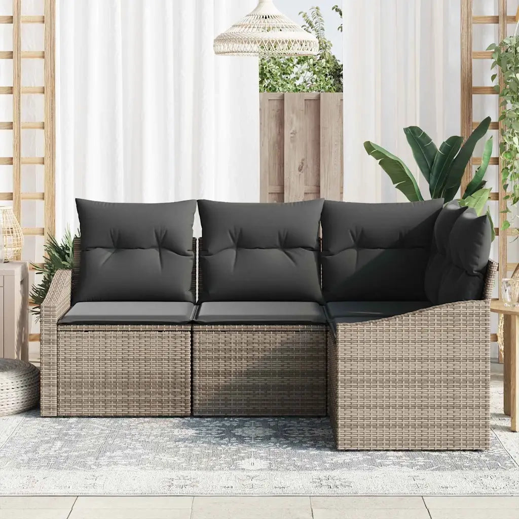 Set Divano da Giardino con cuscino 4 pcs Grigio polyrattan 3355368