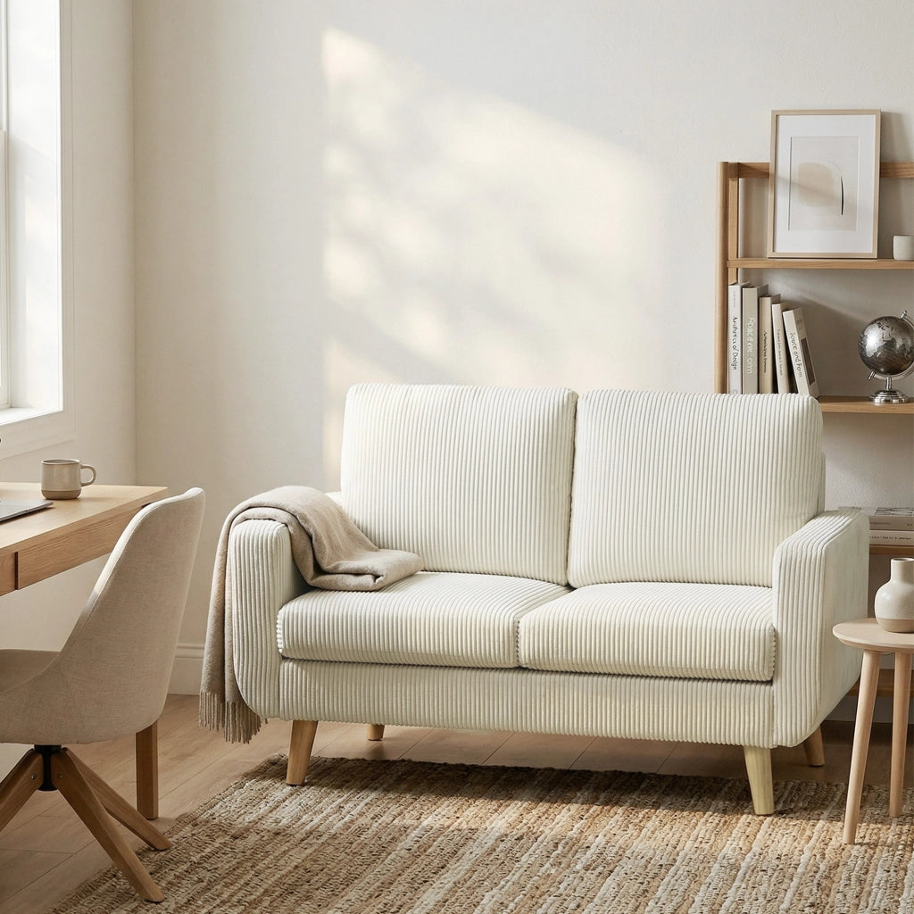 Divano 2 posti in velluto ¨C Minimal ¨C crema 134 cm