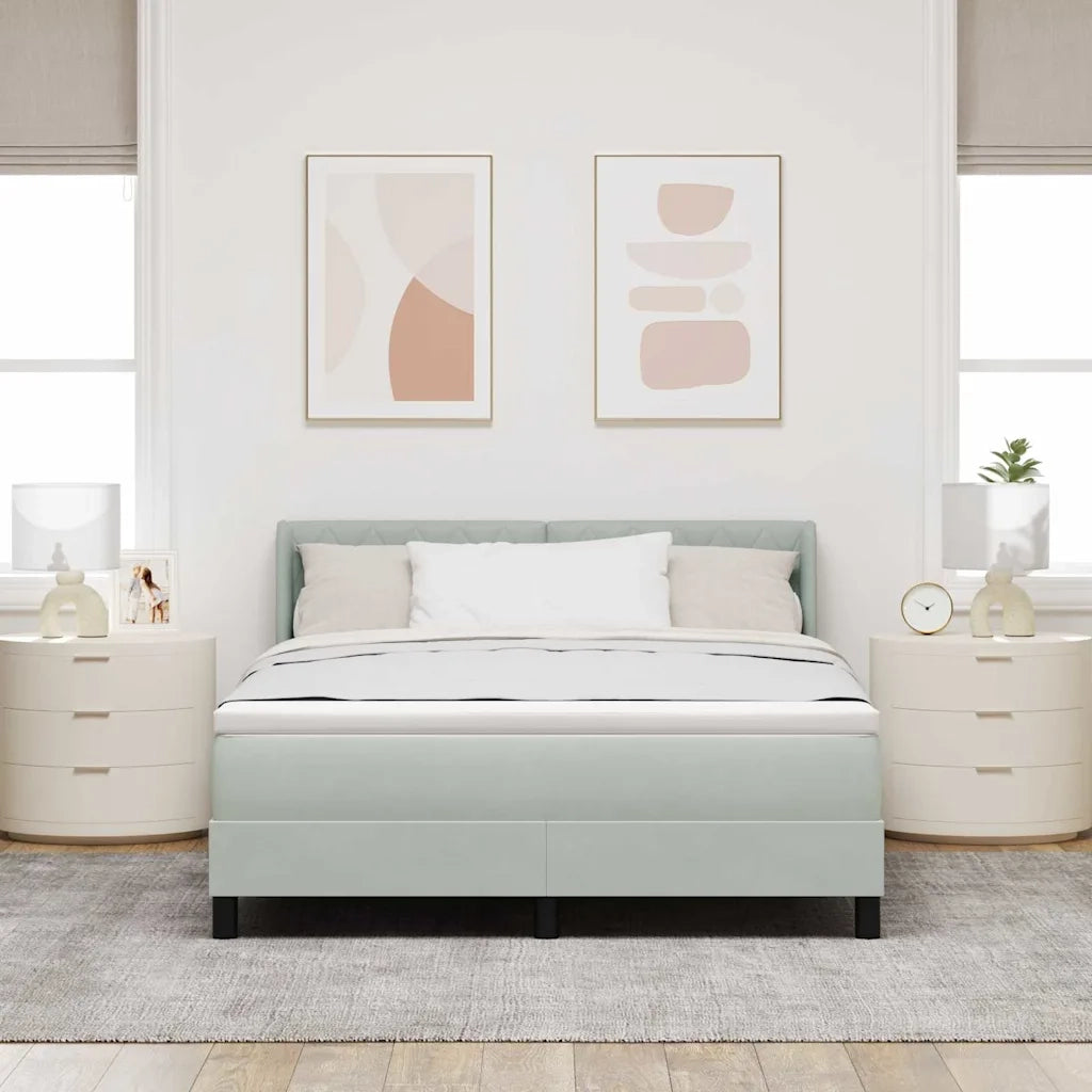 Letto a molle Grigio chiaro 190 x 140 cm Poliestere
