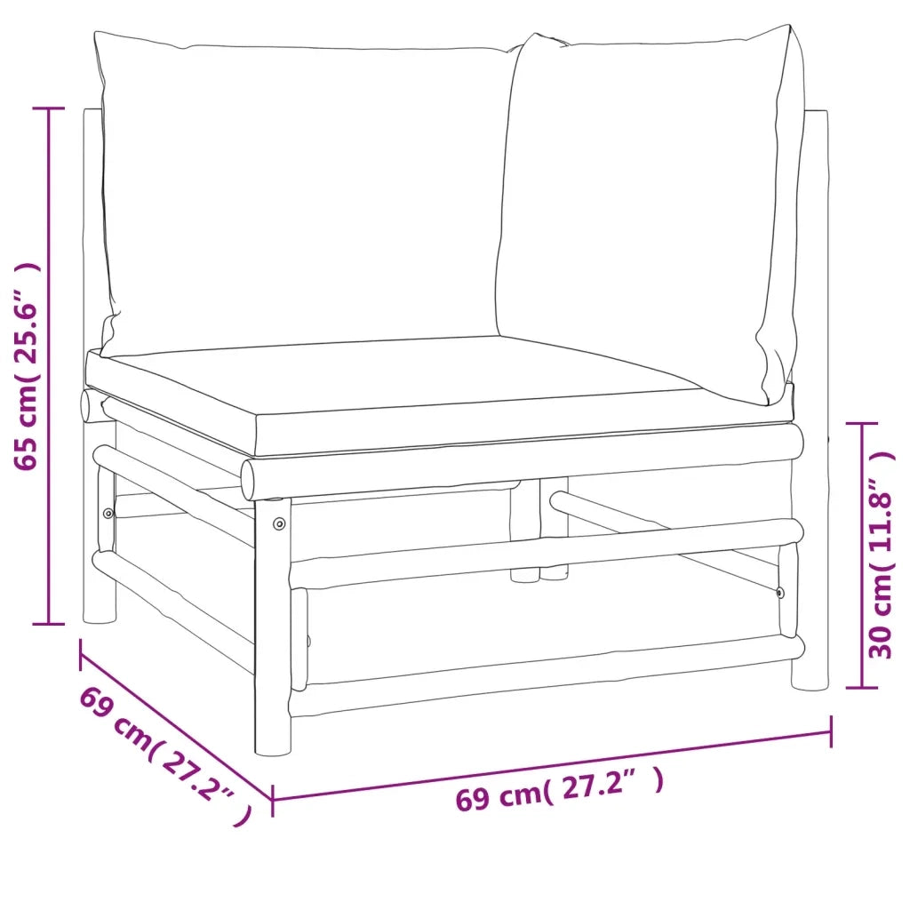 Set Salotto da Giardino 3pz | Set di Mobili da Esterno con Cuscini Verdi Bamb¨´
