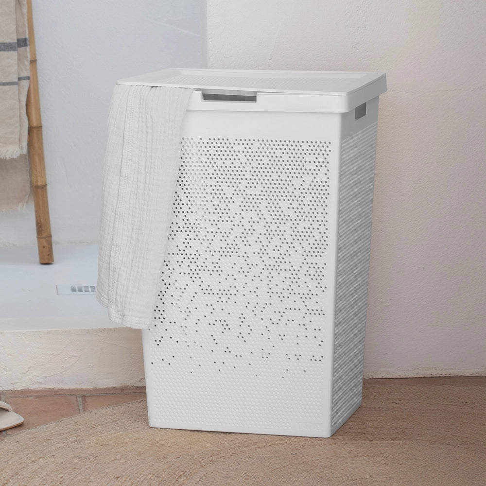 Cesta portabiancheria  65 lt bianca in plastica riciclata
