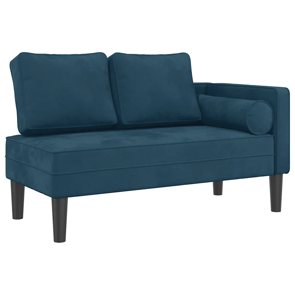 Chaise Longue con Cuscini Blu in Velluto 4007570