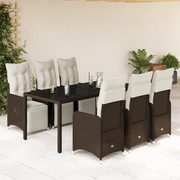 Set Bistrò da Giardino 7 pz con Cuscini in Polyrattan Marrone 3277191