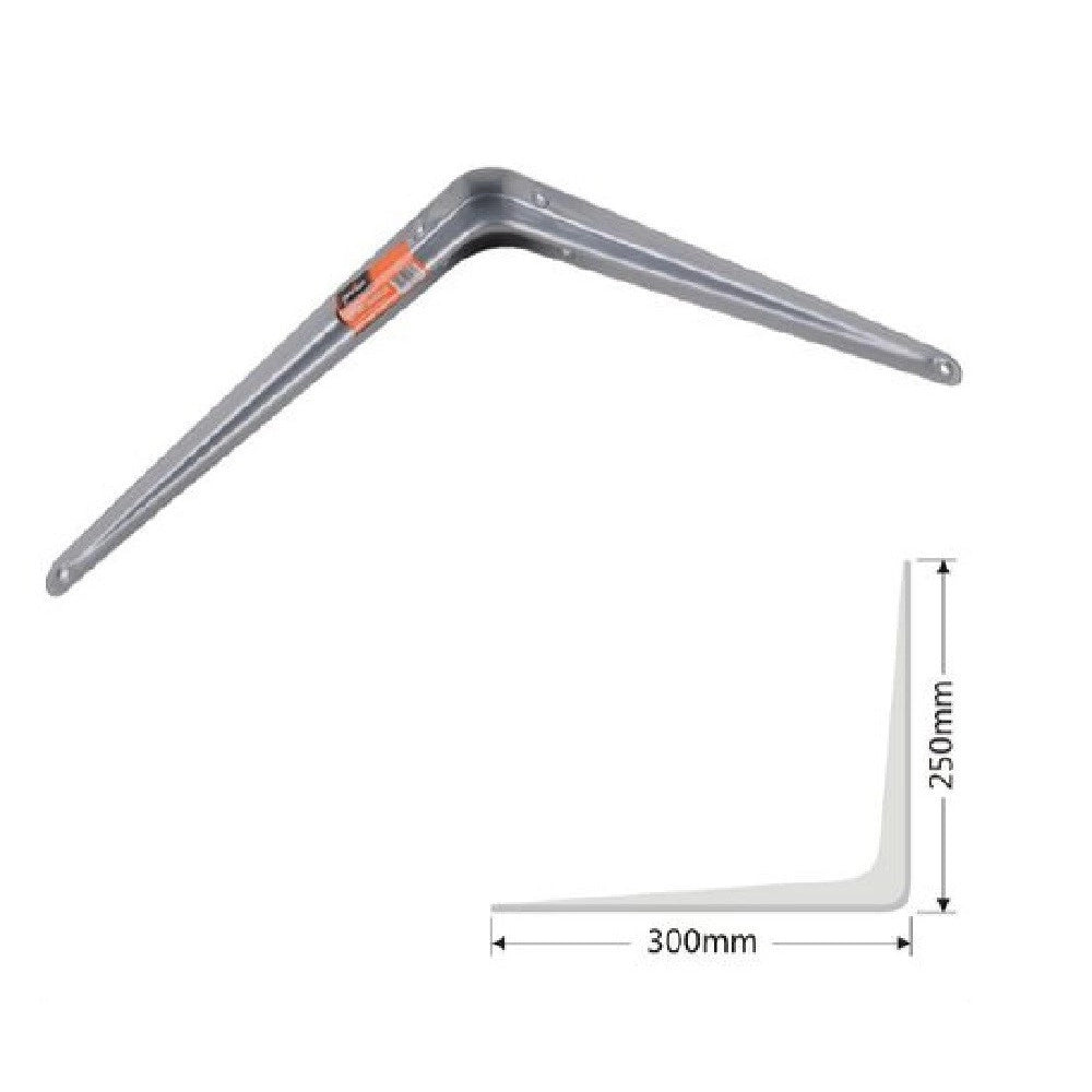 Trade Shop - Set 2pz Reggimensola Supporto Staffa Triangolo Mensola Metallo 30cm Grigio 91265 -