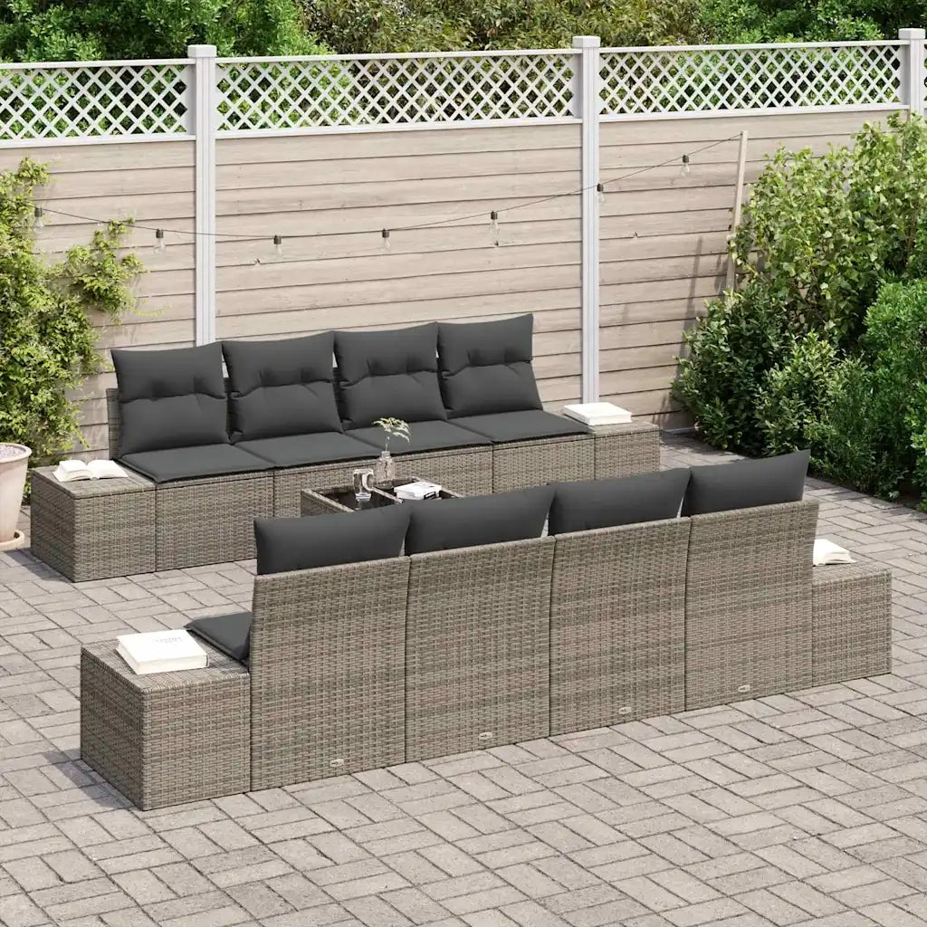 Set Divano da Giardino con cuscino 7 pcs Grigio polyrattan 3346989