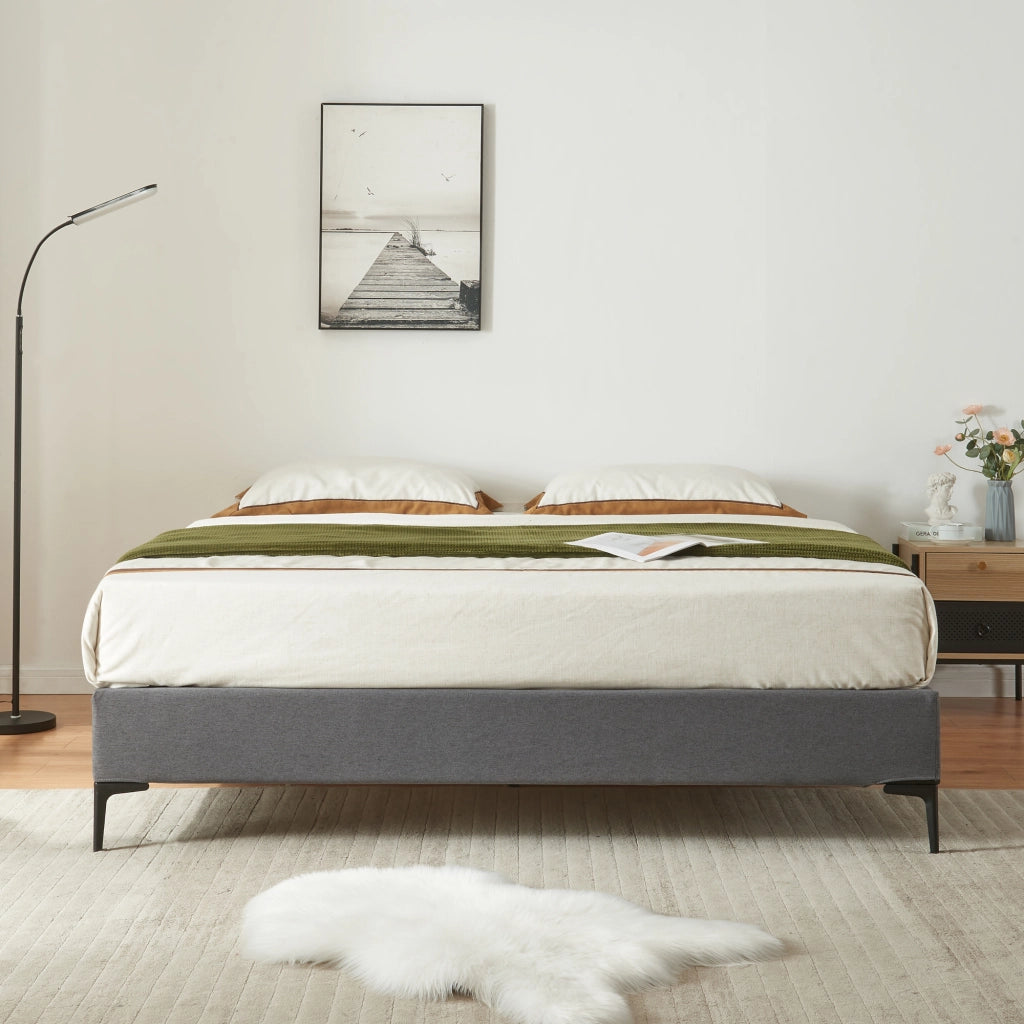 Letto Matrimoniale Lilla 180x200 cm con Fodera Protettiva - Grigio Scuro [en.casa]