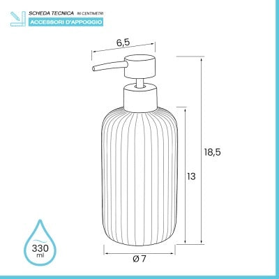 Dispenser sapone verde in ceramica soft touch capienza 330 ml Spring