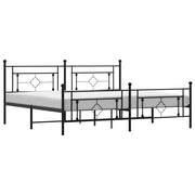Letto matrimoniale | Letto per adulti | Giroletto con Testiera e Pediera Metallo Nero 193x203 cm