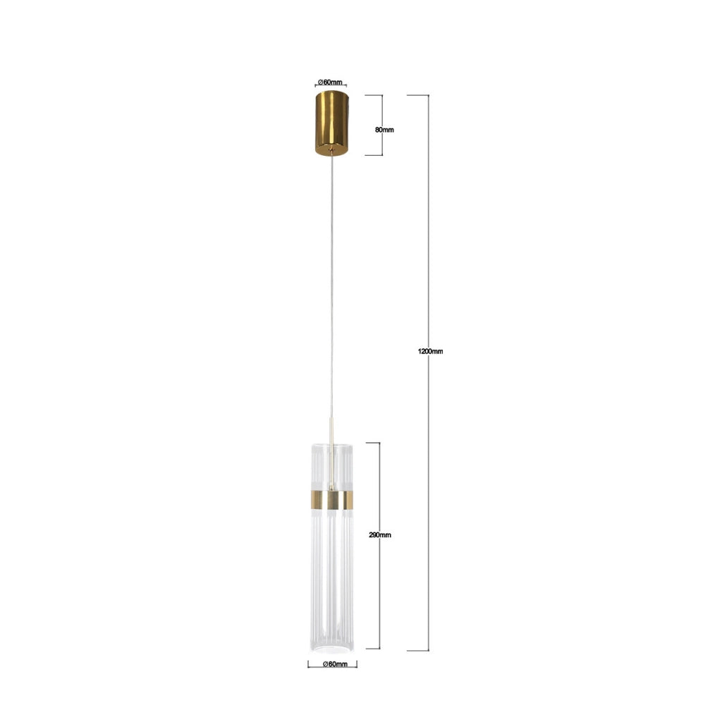 Lampada a sospensione tubo trasparente LED CCT 6W oro rosa
