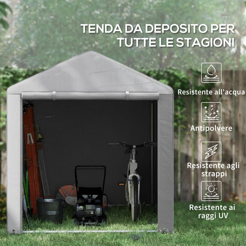 Capanno Porta Attrezzi e Tenda Garage per Bici e Moto ¨C zephmum ¨C 1.6x2m, Grigio Chiaro