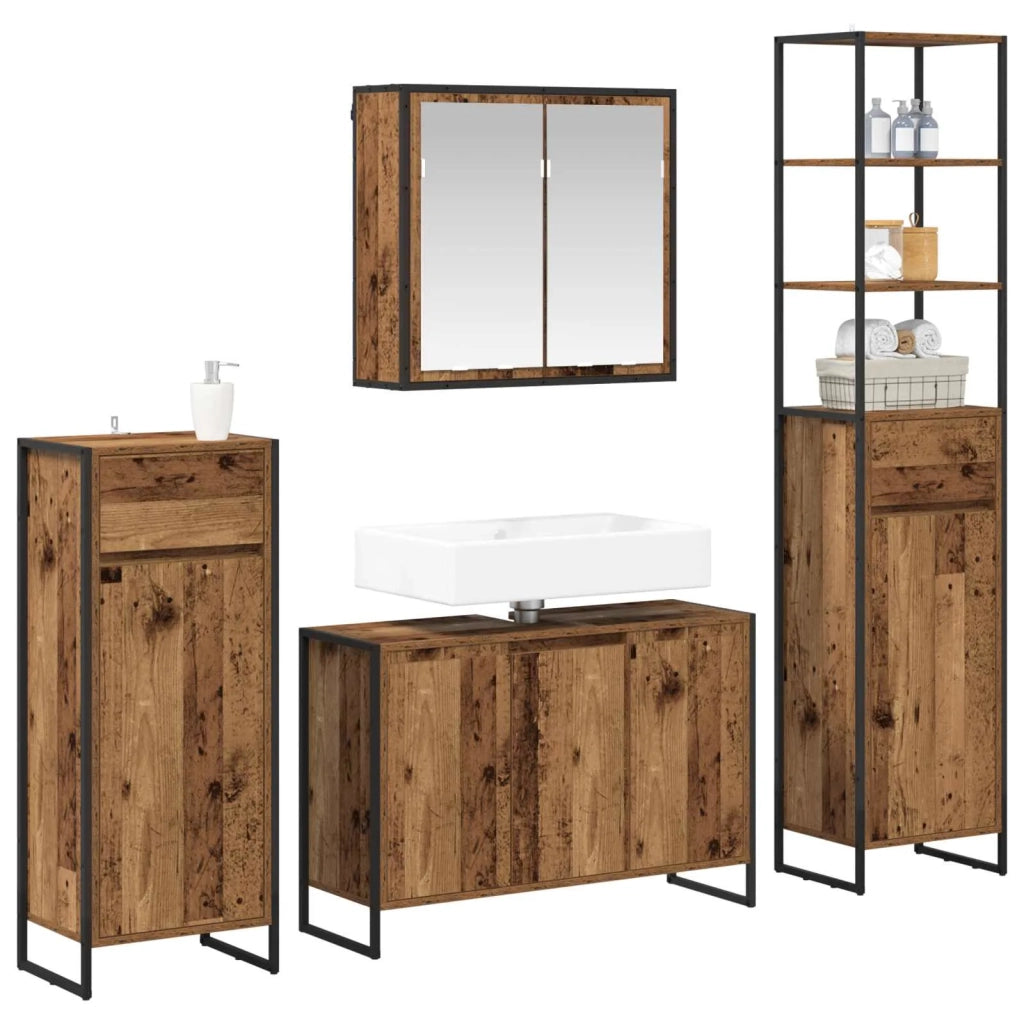Set di mobili per il bagno Legno vecchio Legno multistrato