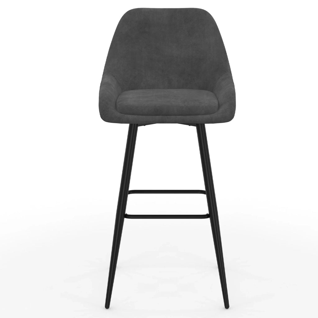 IDMarket - Set di 4 sgabelli da bar THALYA in velluto misto blu, grigio chiaro, grigio scuro, giallo